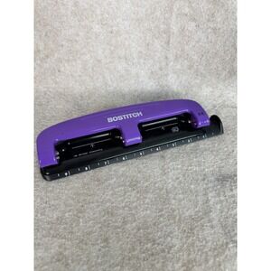 Bostitch Office 3 Hole Paper Punch 12 Sheet Capacity All-Metal - Purple / Black